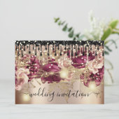 Bridal Weddenschap Roos Drip Pink Marsala Licht Go Kaart (Staand voorkant)