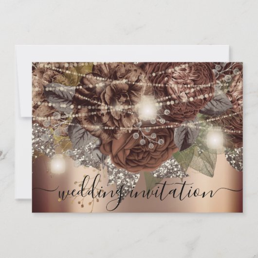 Bridal Weddenschap Roos Gold Brown Rozen Lichten Kaart (Voorkant)