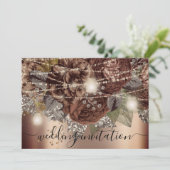 Bridal Weddenschap Roos Gold Brown Rozen Lichten Kaart (Staand voorkant)