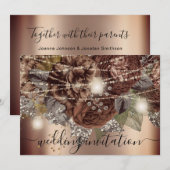 Bridal Weddenschap Roos Gold Brown Rozen Lichten Kaart (Voorkant / Achterkant)