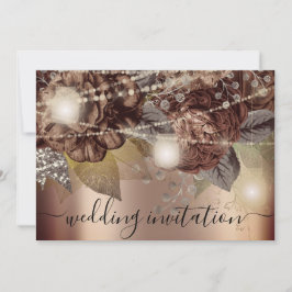 Bridal Weddenschap Roos Gold Brown Rozen Lichten Kaart