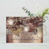 Bridal Weddenschap Roos Gold Brown Rozen Lichten Kaart (Staand voorkant)