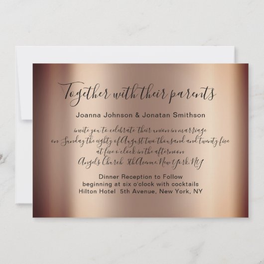 Bridal Weddenschap Roos Gold Brown Rozen Lichten Kaart (Achterkant)