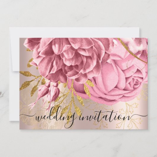 Bridal Weddenschap Roze Rose Gold Flowers Rozen Kaart (Voorkant)