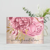 Bridal Weddenschap Roze Rose Gold Flowers Rozen Kaart (Staand voorkant)