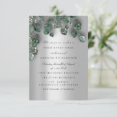 Bridal Weddi Glitter SmokyGray Eucalyptus Greenery Kaart (Staand voorkant)