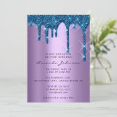 Bridal Wedding Birthday 16e blauwe Paarse 3D-schij Kaart (Staand voorkant)