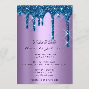 Bridal Wedding Birthday 16e blauwe Paarse 3D-schij Kaart