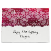 Bridal Wedding Birthday Burgundy Ruby Pink Lace Groot Cadeauzakje (Voorkant)