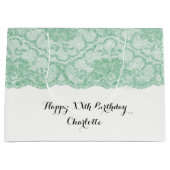 Bridal Wedding Birthday Mint Green Floral Lace Large Cadeautasje (Voorkant)