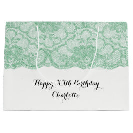Bridal Wedding Birthday Mint Green Floral Lace Large Cadeautasje