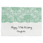 Bridal Wedding Birthday Mint Green Floral Lace Large Cadeautasje (Achterkant)