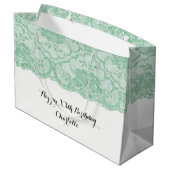 Bridal Wedding Birthday Mint Green Floral Lace Large Cadeautasje (Achterkant Gekanteld)