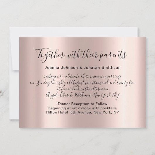 Bridal Wedding Blauwgroen Blue Gold Roos Peony Kaart (Achterkant)