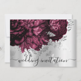 Bridal Wedding Burgundy Marsala Silver Floral Kaart