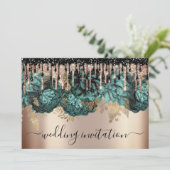 Bridal Wedding Event Roos Blue Blauwgroen Drivers  Kaart (Staand voorkant)