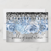 Bridal Wedding Glitter Drift Blue Silver Grey Kaart (Voorkant)