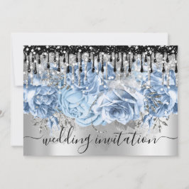 Bridal Wedding Glitter Drift Blue Silver Grey Kaart