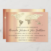 Bridal Wedding Gold Destination Map Wereldbol Cora Kaart (Voorkant / Achterkant)
