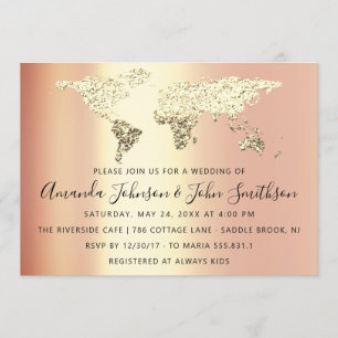 Bridal Wedding Gold Destination Map Wereldbol Cora Kaart