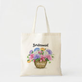 Bridal Wedding Party Watercolor Floral Basket Tote Bag (Voorkant)