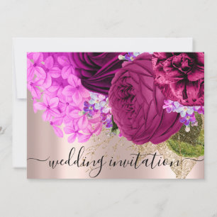 Bridal Wedding Pink Green Flowers Rozen Kaart