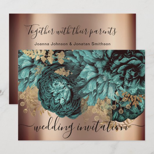 Bridal Wedding Roos Blauwgroen Groene Rozen Wreate Kaart (Voorkant / Achterkant)