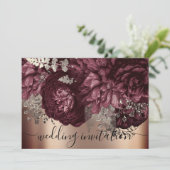 Bridal Wedding Roos Burgundy Marsala Floral Kaart (Staand voorkant)