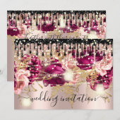 Bridal Wedding Roos Drip Pink Marsala Roos Lichten Kaart (Voorkant / Achterkant)