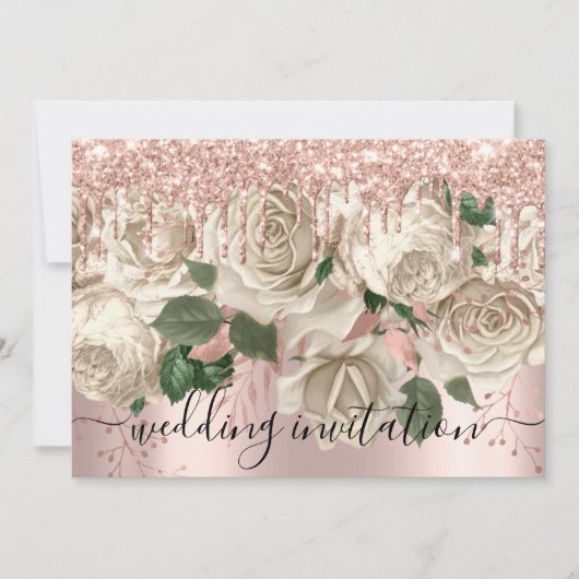 Bridal Wedding Roos Glitter bestuurt ivoren Rozen Kaart (Voorkant)