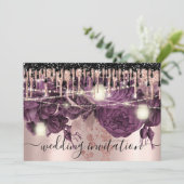 Bridal Wedding Roos Glitter Drift Paarse Berry Kaart (Staand voorkant)