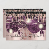 Bridal Wedding Roos Glitter Drift Paarse Berry Kaart (Voorkant / Achterkant)