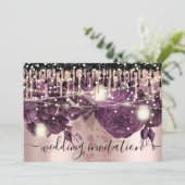 Bridal Wedding Roos Glitter Drift Paarse Confetti Kaart (Staand voorkant)