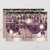 Bridal Wedding Roos Glitter Drift Paarse Confetti Kaart (Voorkant / Achterkant)