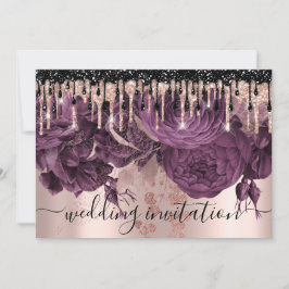 Bridal Wedding Roos Glitter Drift Paarse Rozen Kaart