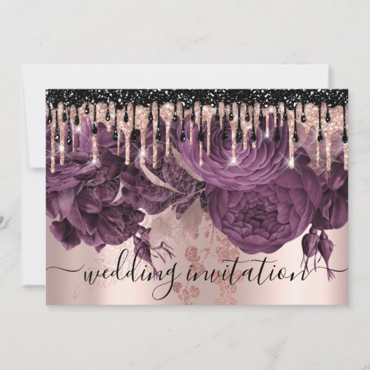 Bridal Wedding Roos Glitter Drift Paarse Rozen Kaart (Voorkant)