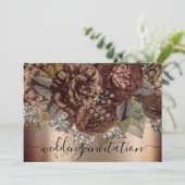 Bridal Wedding Roos Gold Brown Rozen Silver Kaart (Staand voorkant)