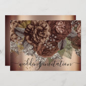 Bridal Wedding Roos Gold Brown Rozen Silver Kaart (Voorkant / Achterkant)