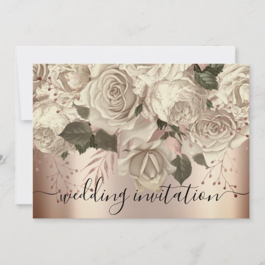Bridal Wedding Roos Ivory Rozen Wreator Sepia Kaart (Voorkant)