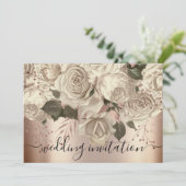 Bridal Wedding Roos Ivory Rozen Wreator Sepia Kaart (Staand voorkant)