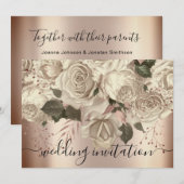 Bridal Wedding Roos Ivory Rozen Wreator Sepia Kaart (Voorkant / Achterkant)