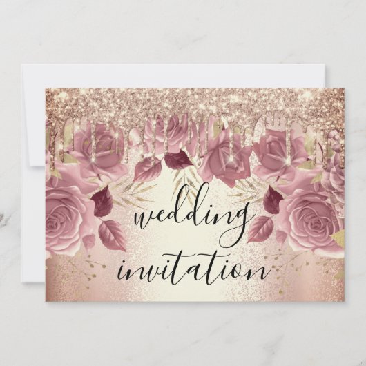 Bridal Wedding Roos Roze druppels I Kaart (Voorkant)