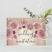 Bridal Wedding Roos Roze druppels I Kaart (Staand voorkant)