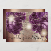 Bridal Wedding Roos Silver Lights Paarse Rozen Kaart (Voorkant / Achterkant)