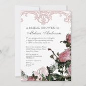Bridal Wedding Shower Invite, Trellis Roos  Kaart (Voorkant)