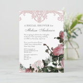 Bridal Wedding Shower Invite, Trellis Roos  Kaart (Staand voorkant)