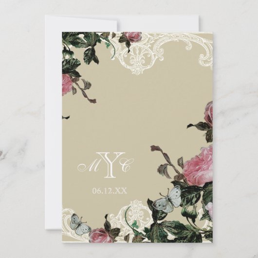 Bridal Wedding Shower Invite, Trellis Roos  Kaart (Achterkant)