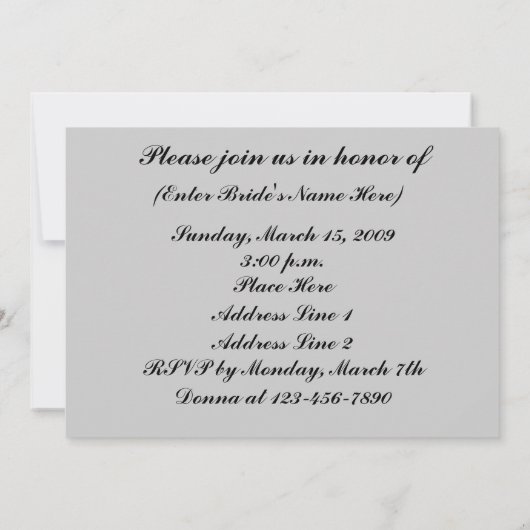 Bridal Wedding Shower - uitnodiging voor Bride en (Achterkant)