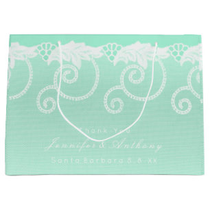 Bridal Wedding Tiffany Mint Green White Royal Lace Groot Cadeauzakje