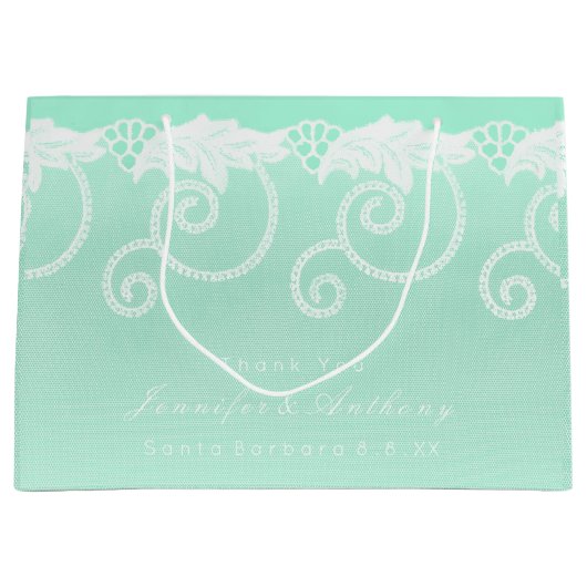 Bridal Wedding Tiffany Mint Green White Royal Lace Groot Cadeauzakje (Voorkant)